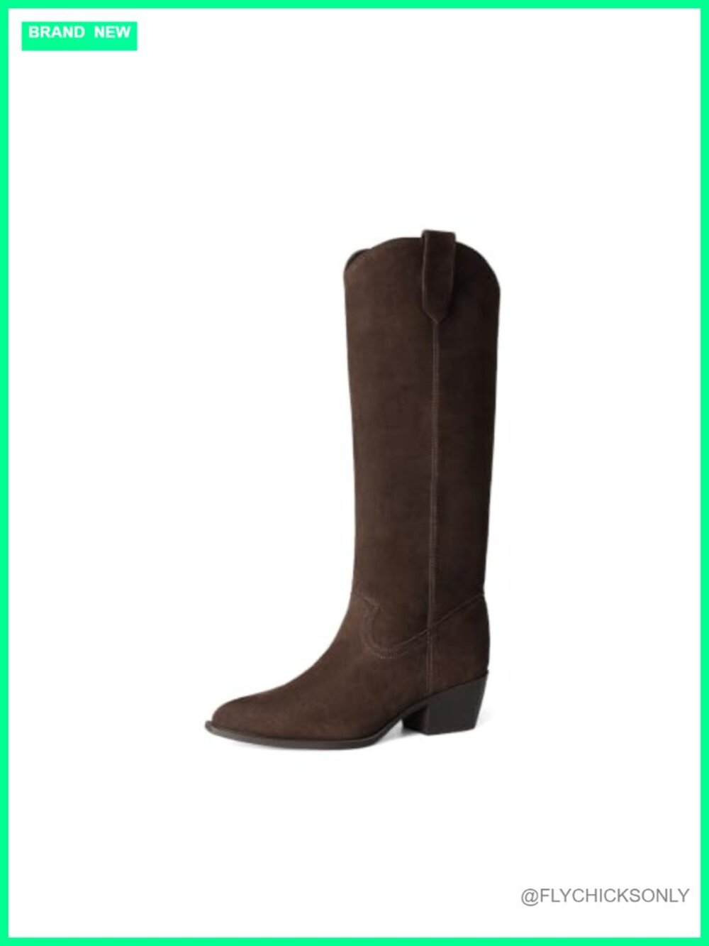 Suede Knee High Western Boots Pointed Toe Pull On Tall Boots